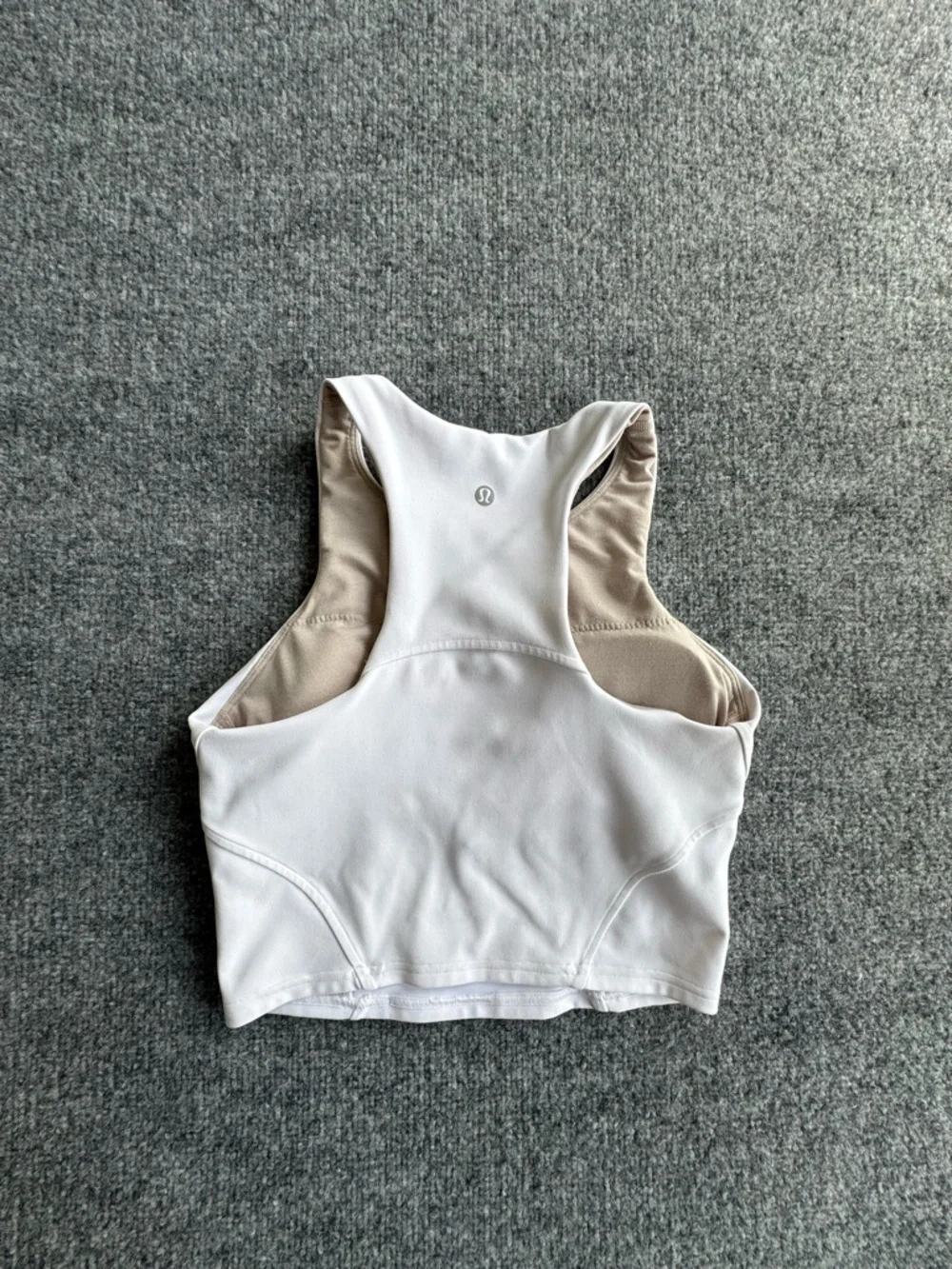 Lululemon White High-Neck Cropped Tank Top Built in Bra Size 4